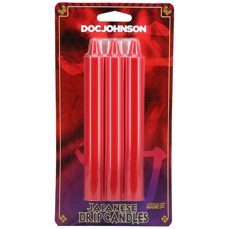 Doc Johnson Japanese Drip Candles, three-pack of red wax play candles