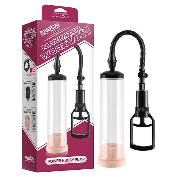 Lovetoy Maximizer Worx VX1 vacuum chamber pump with silicone seal and bonus penis ring
