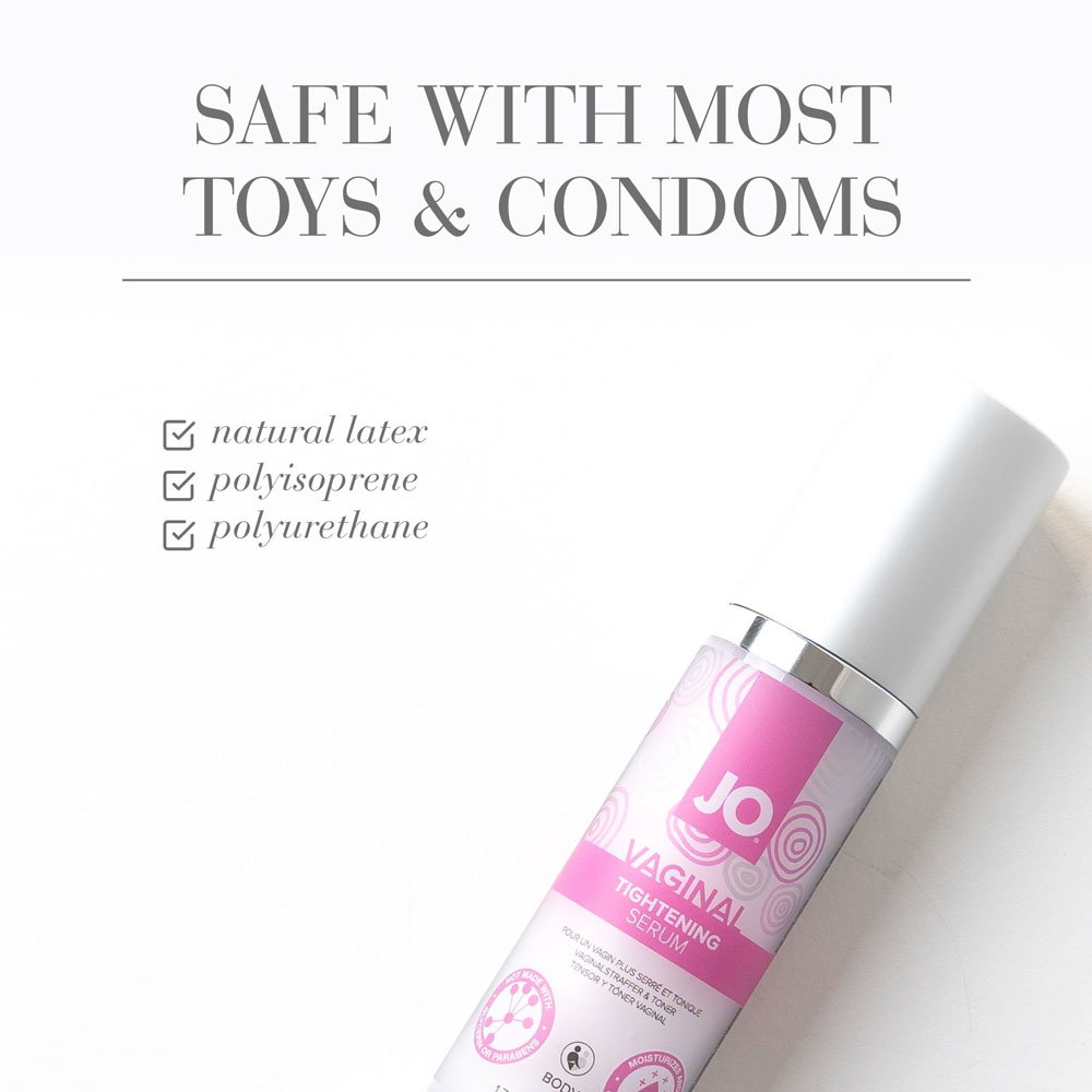 JO Vaginal Tightening Serum 50ml bottle, a creamy intimate enhancer serum