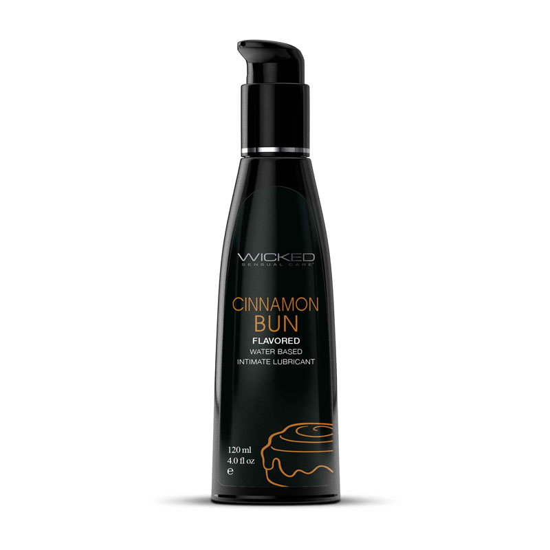 Bottle of Wicked Aqua Cinnamon Bun water-based flavoured lubricant