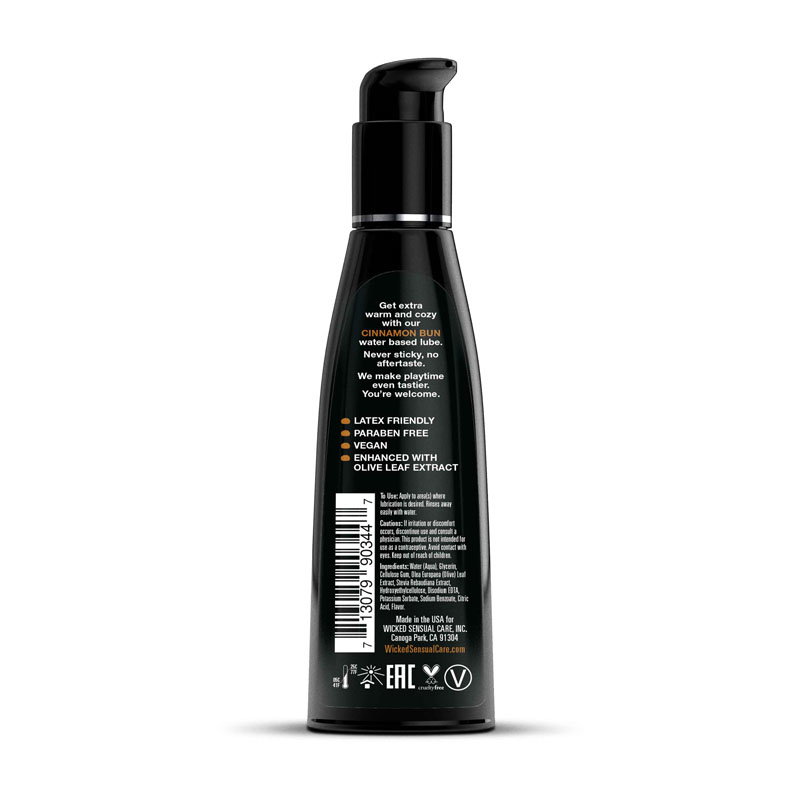 Bottle of Wicked Aqua Cinnamon Bun water-based flavoured lubricant