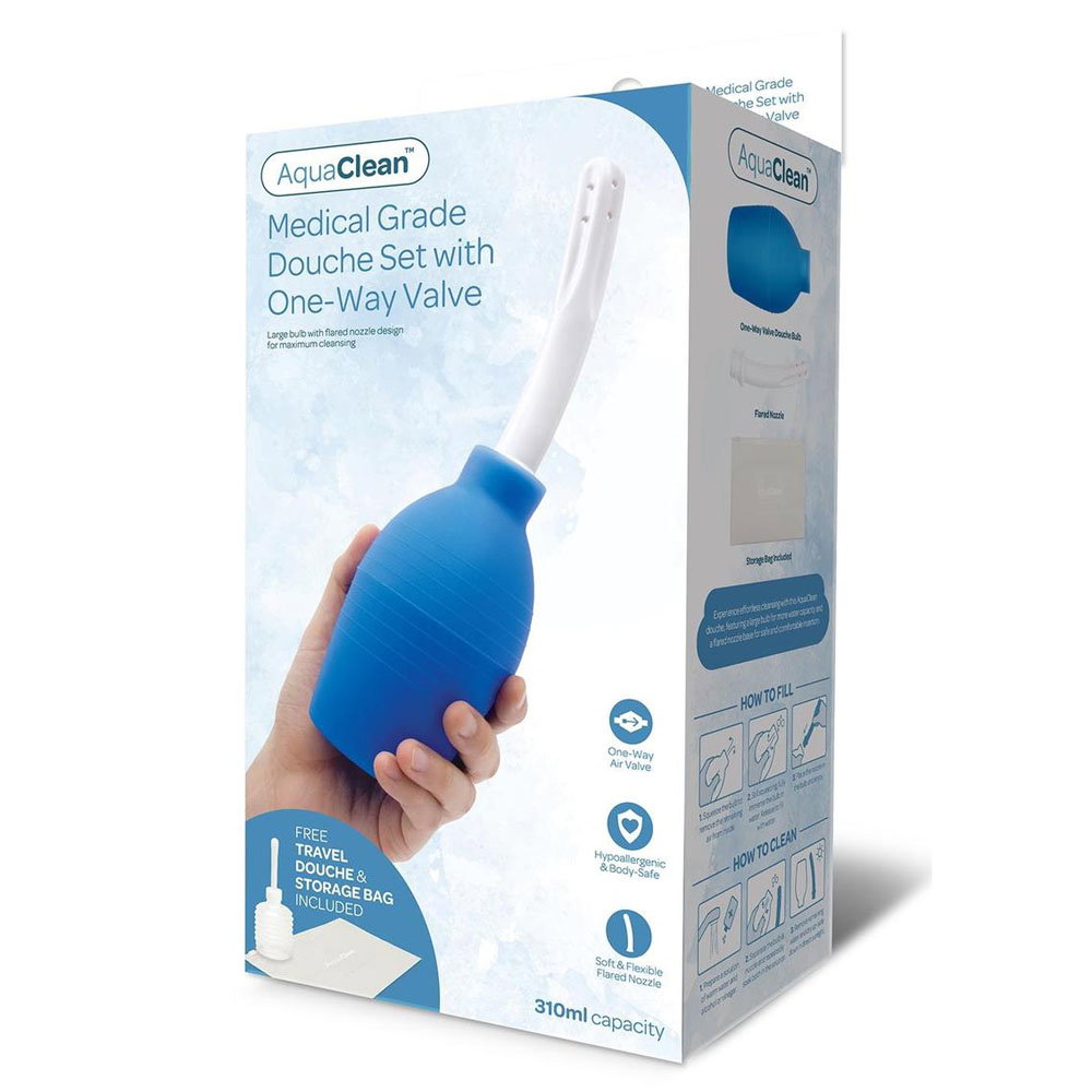 AquaClean douche set with 310ml bulb, 150ml travel bulb, flared nozzle and storage bag
