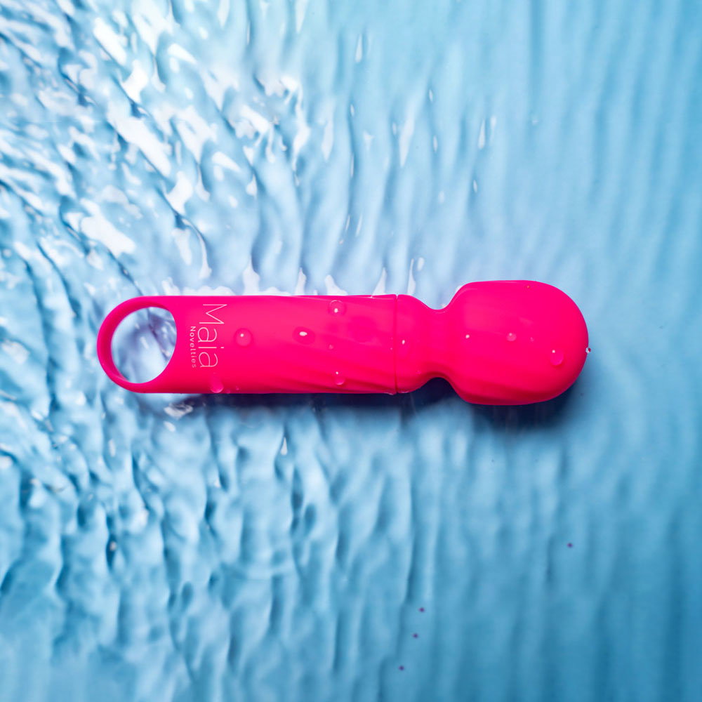 Maia Dolly pink mini wand vibrator with USB charging cable