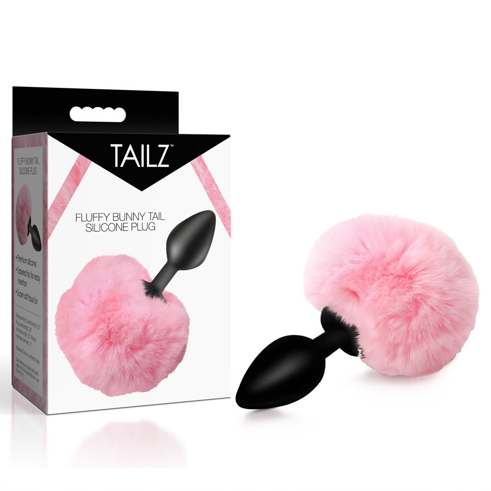 Tailz Fluffy Bunny Tail Silicone Plug - Pink — image 1