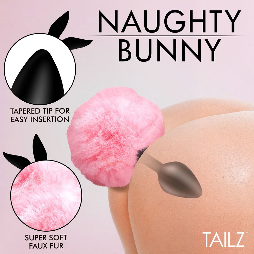 Tailz Fluffy Bunny Tail Silicone Plug - Pink — image 3