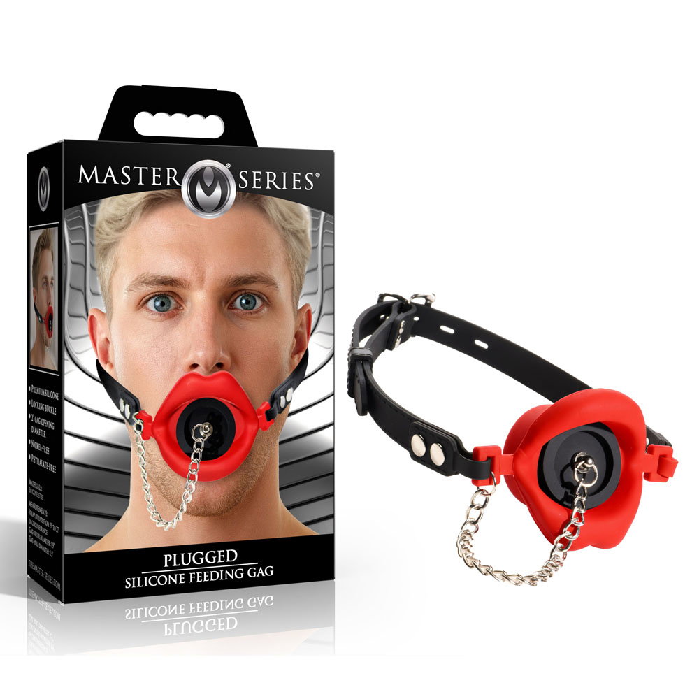 Master Series Plugged Silicone Feeding Gag - Red — image 1