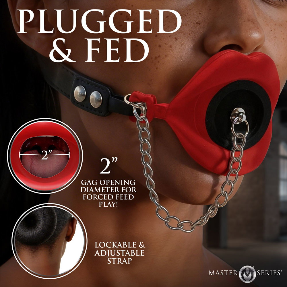 Master Series Plugged Silicone Feeding Gag - Red — image 3