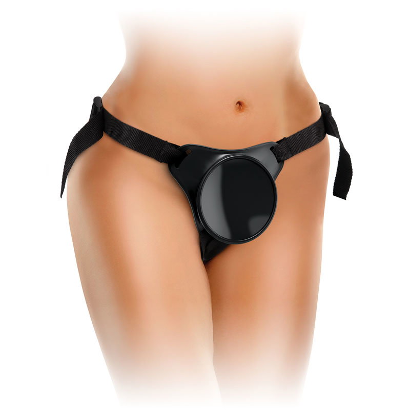 King Cock Elite Beginner's Body Dock Strap-On Harness with adjustable nylon straps and suction docking plate