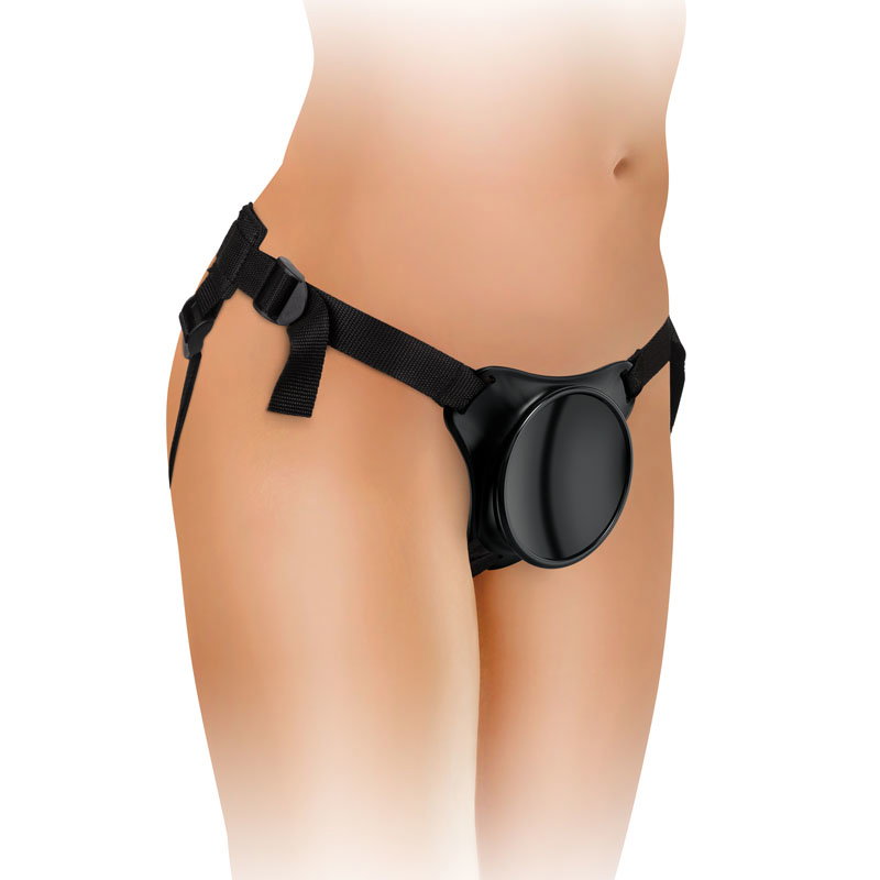 King Cock Elite Beginner's Body Dock Strap-On Harness with adjustable nylon straps and suction docking plate