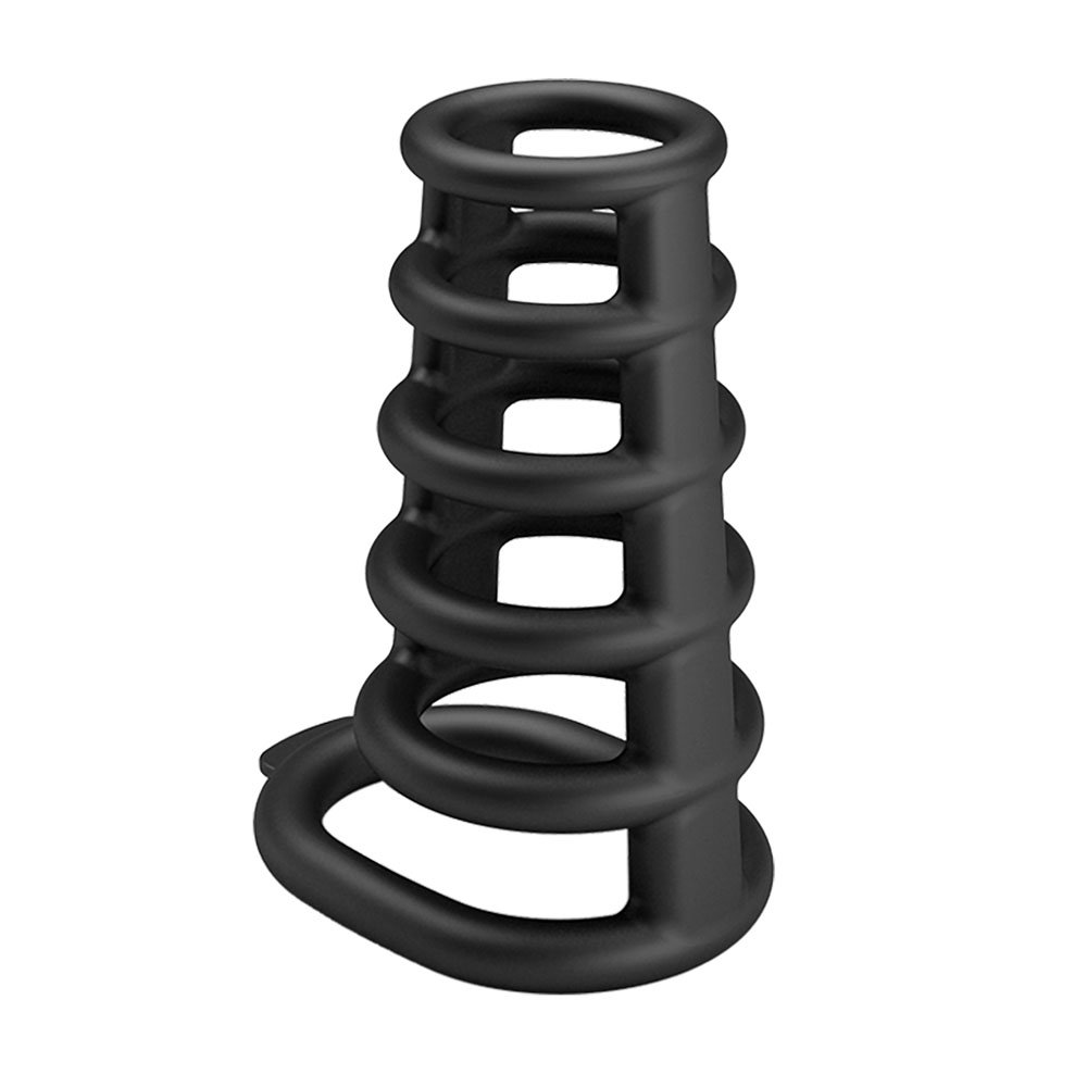 Party Up KIM silicone cock sleeve with ribbed connected rings and stabilising strap