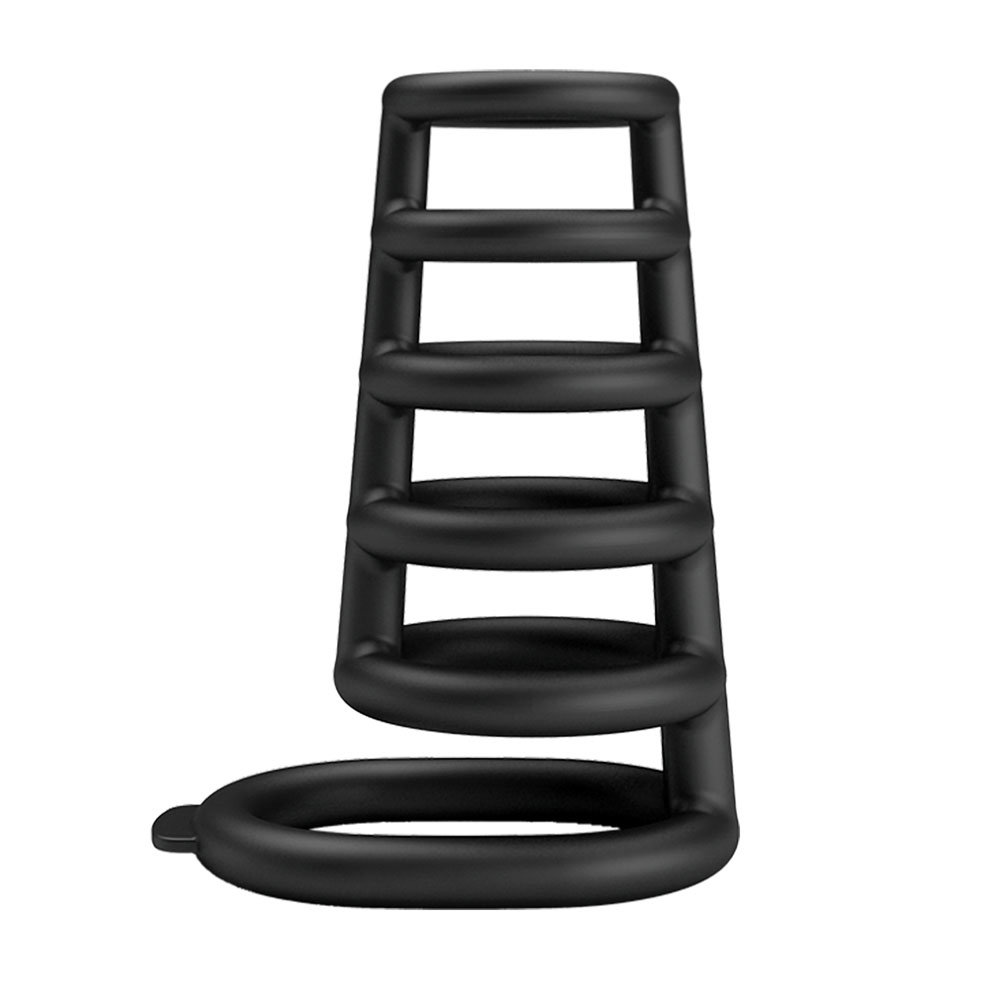 Party Up KIM silicone cock sleeve with ribbed connected rings and stabilising strap