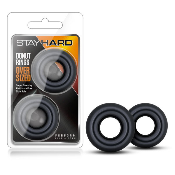 Blush Novelties Stay Hard oversized black elastomer donut cock ring