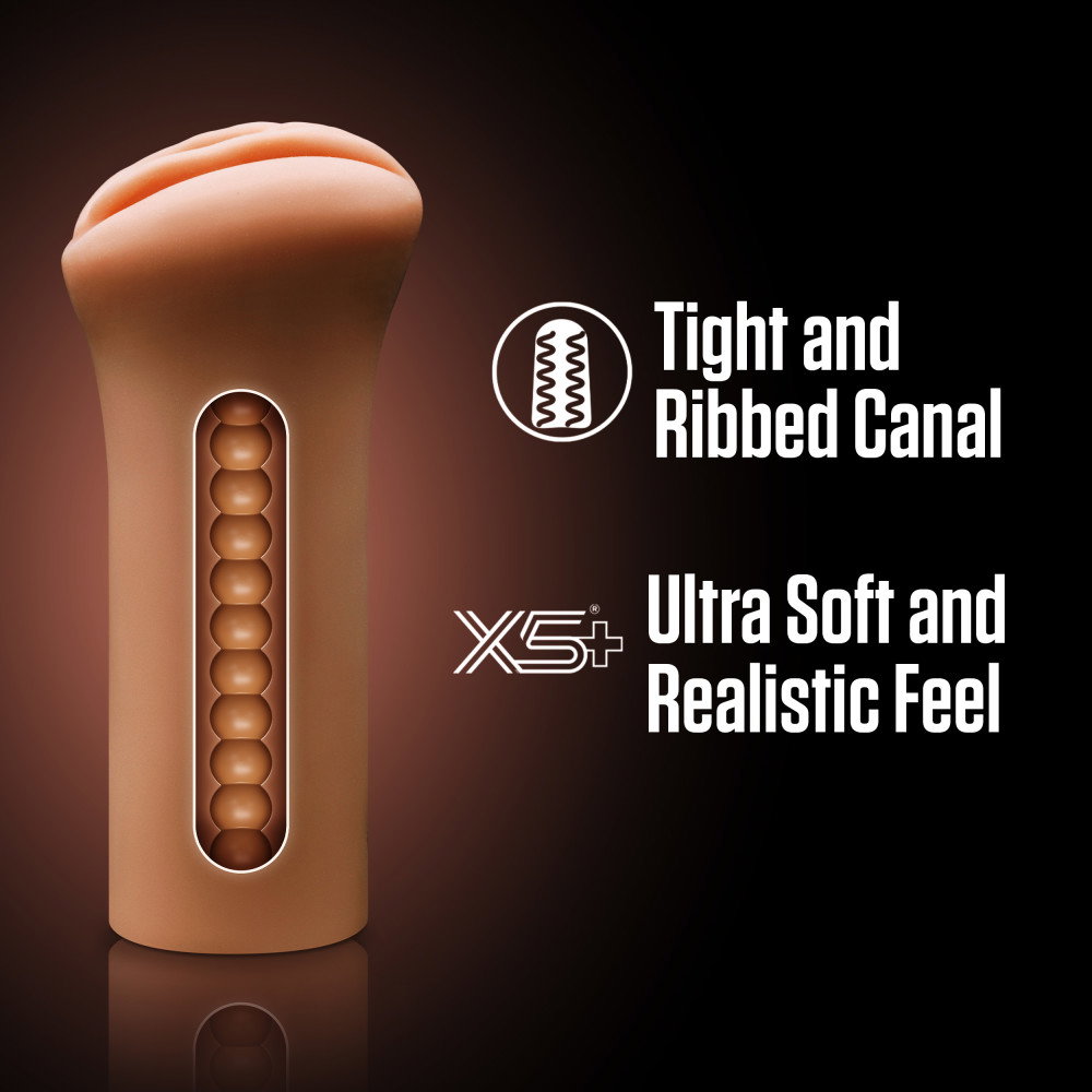 EnLust Molly tan open-ended masturbator stroker with ribbed texture
