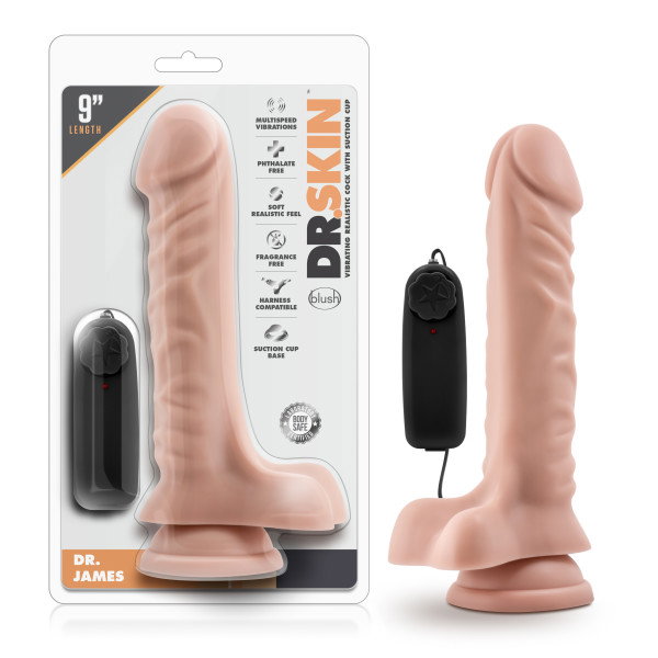 Dr. Skin Dr. James realistic vibrating dildo with suction cup base by Blush Novelties