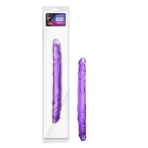 Purple B Yours 14-inch double-ended dildo with a realistic head at each end