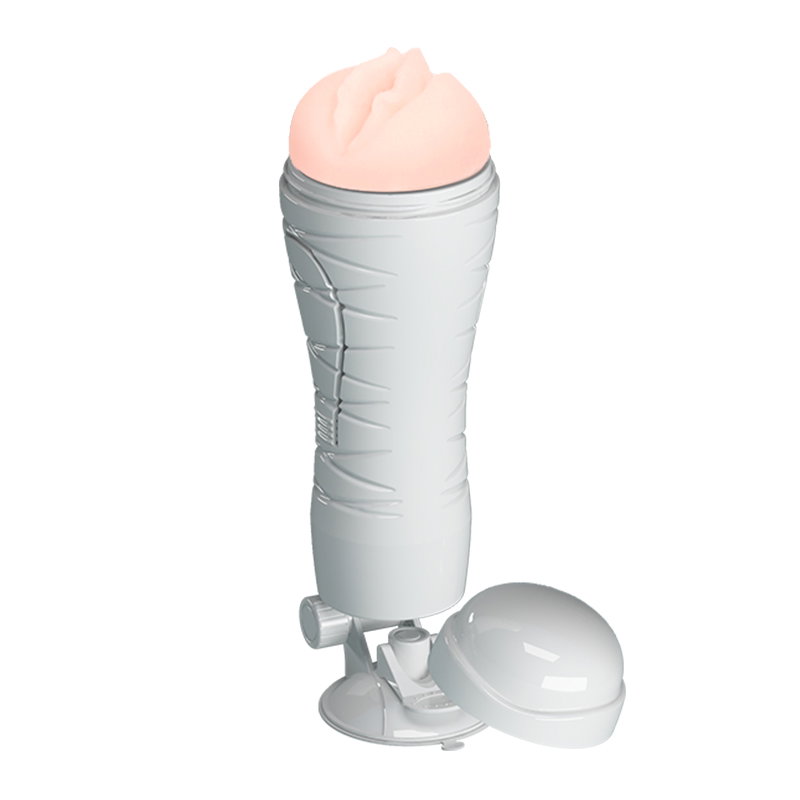 Crazy Bull Flora squeeze stroker with textured sleeve, squeeze pad and suction cup base