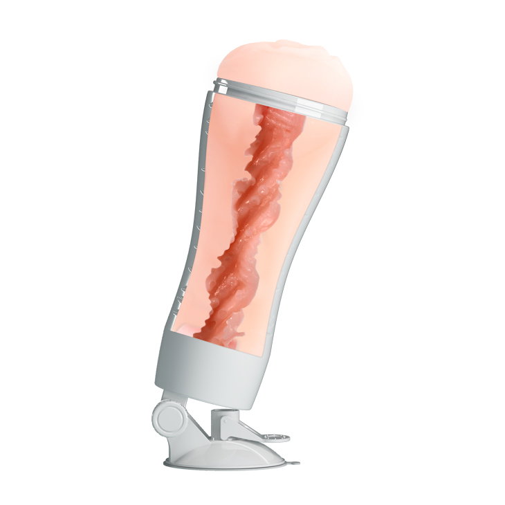 Crazy Bull Flora squeeze stroker with textured sleeve, squeeze pad and suction cup base