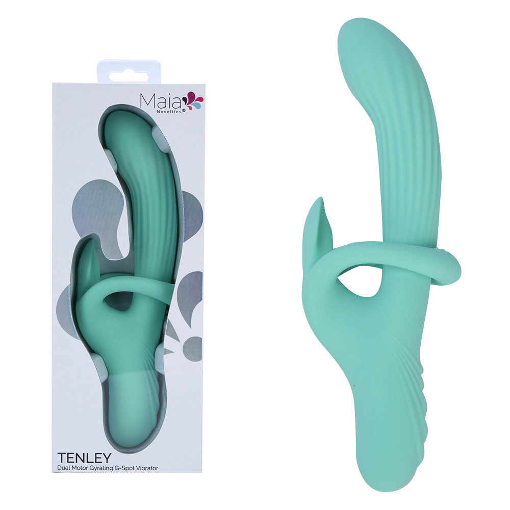 Maia Toys Tenley dual motor gyrating rabbit vibrator in silicone with adjustable external stimulator