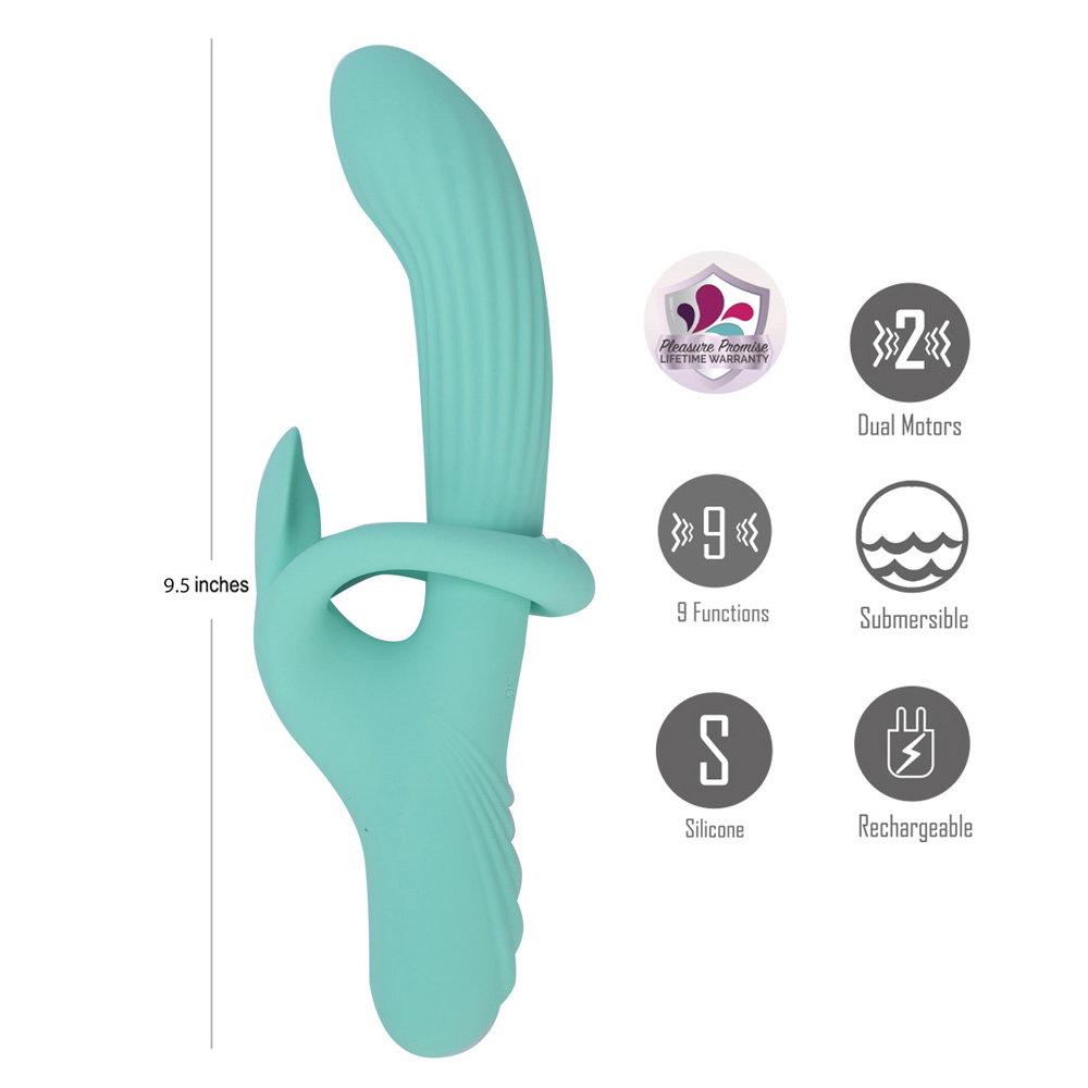 Maia Toys Tenley dual motor gyrating rabbit vibrator in silicone with adjustable external stimulator