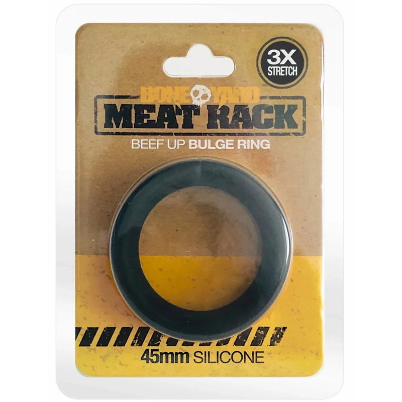 Boneyard Meat Rack black silicone cock ring, thick non-roll design