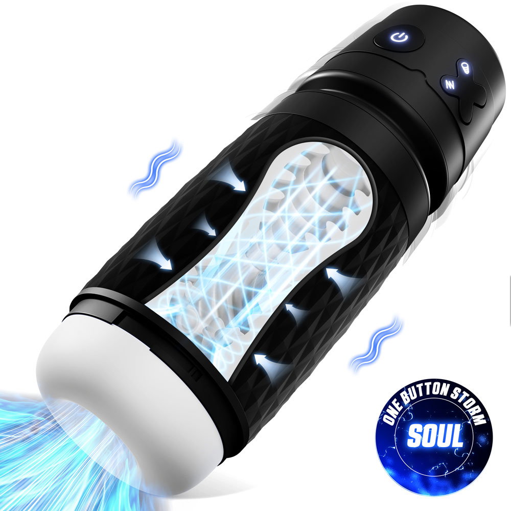 CyberSkin The Warrior rechargeable suction and vibration masturbator with textured silicone sleeve