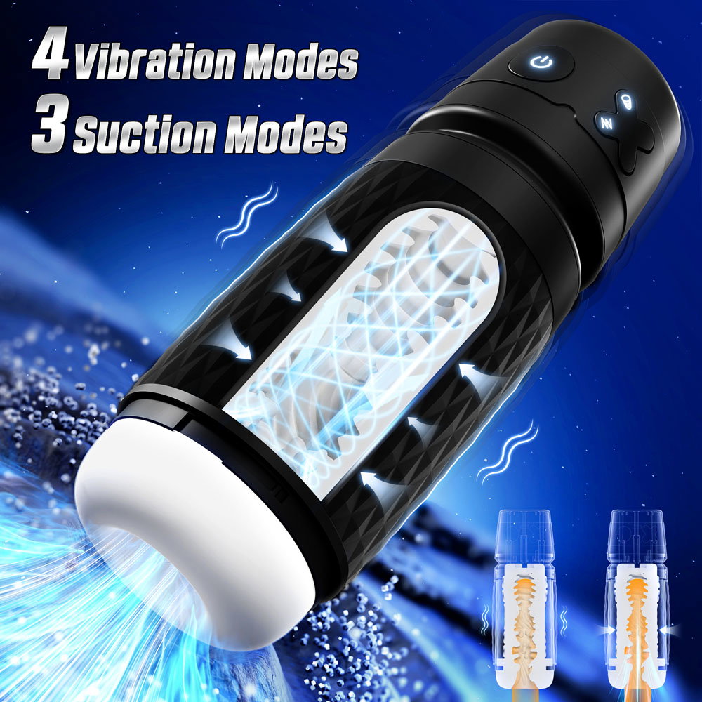 CyberSkin The Warrior rechargeable suction and vibration masturbator with textured silicone sleeve