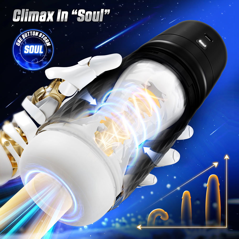 CyberSkin The Warrior rechargeable suction and vibration masturbator with textured silicone sleeve