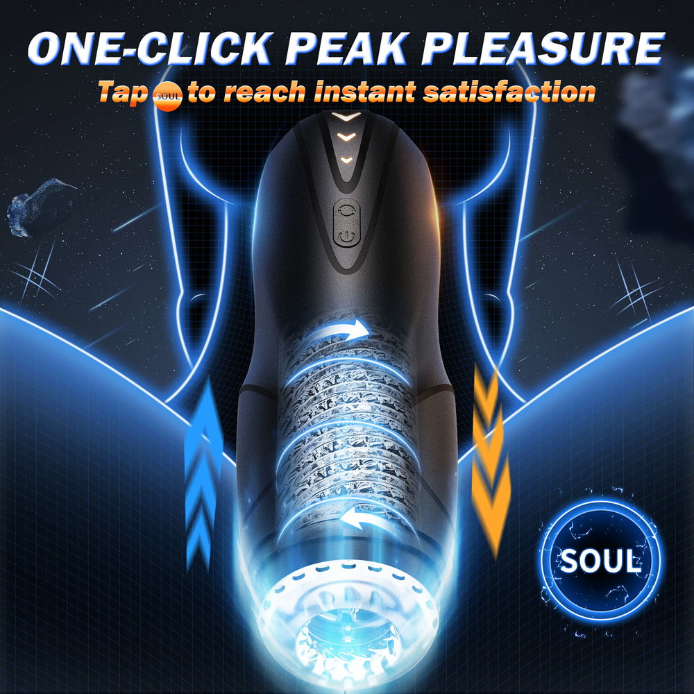 CyberSkin Galaxy Voy rechargeable automatic masturbator with LED light band and visual window
