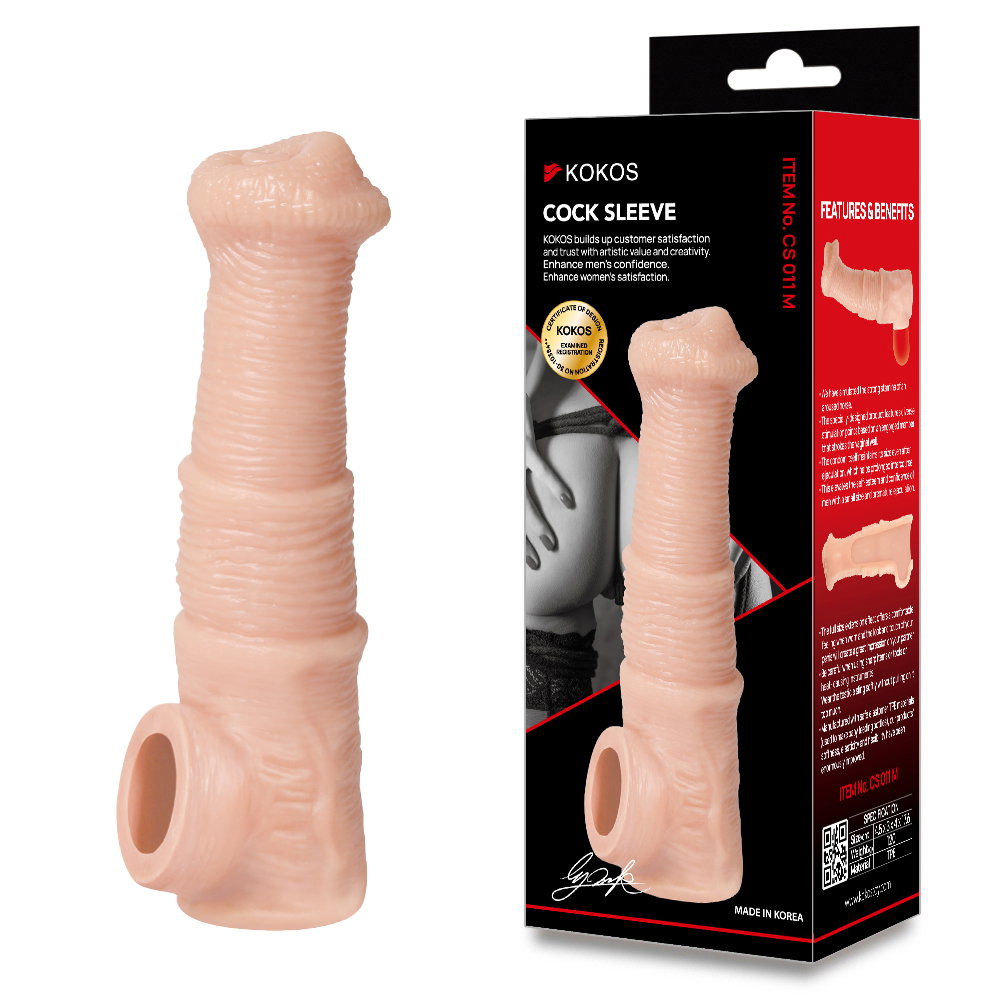 Kokos Cock Sleeve 011 full-coverage TPE penis sleeve with integrated testicle sling
