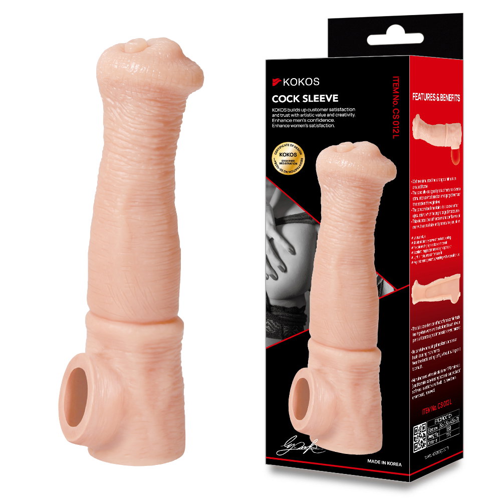 Kokos Cock Sleeve 012 full-length TPE penis extender sleeve with integrated testicle sling