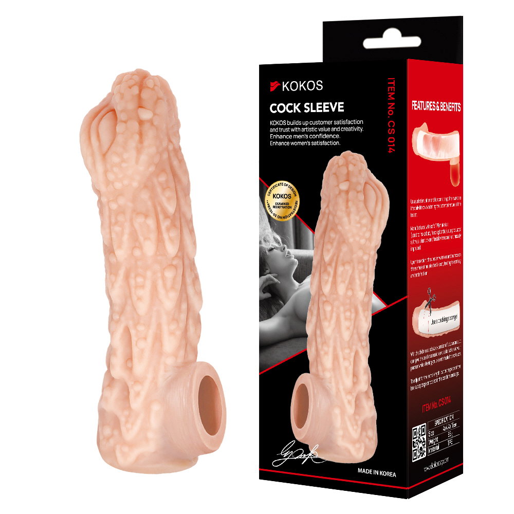 Kokos Cock Sleeve 014 full-coverage TPE penis sleeve with integrated testicle sling