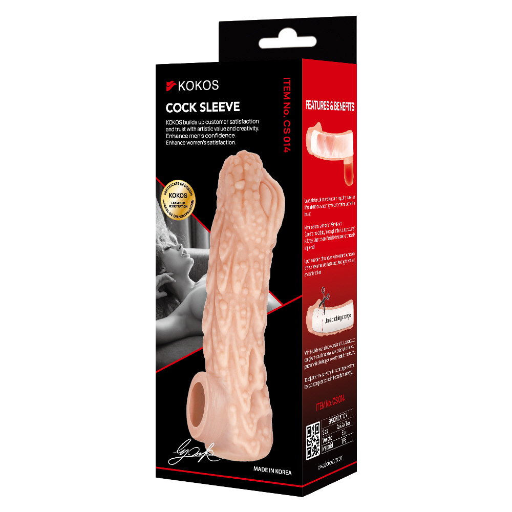 Kokos Cock Sleeve 014 full-coverage TPE penis sleeve with integrated testicle sling
