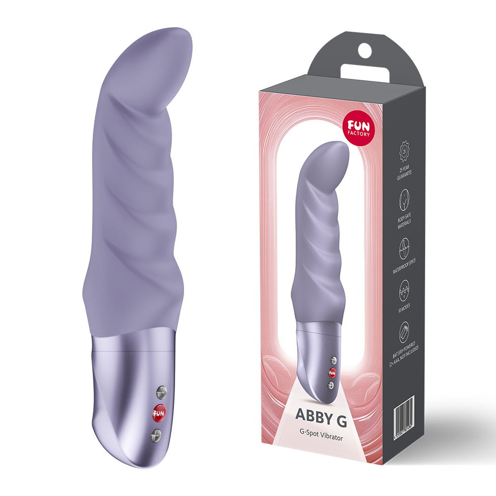 Fun Factory Abby G curved G-spot vibrator in light violet with ribbed texture