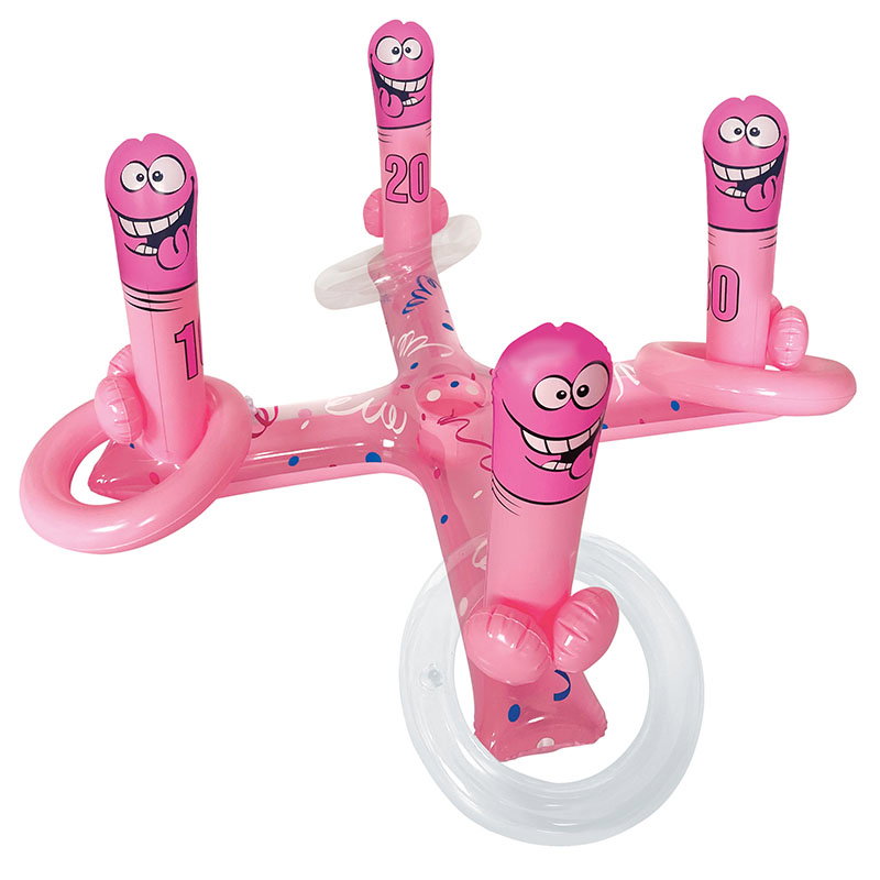 Ozze Inflatable Ring Toss Game, an adult novelty party game with inflatable ring toss pieces