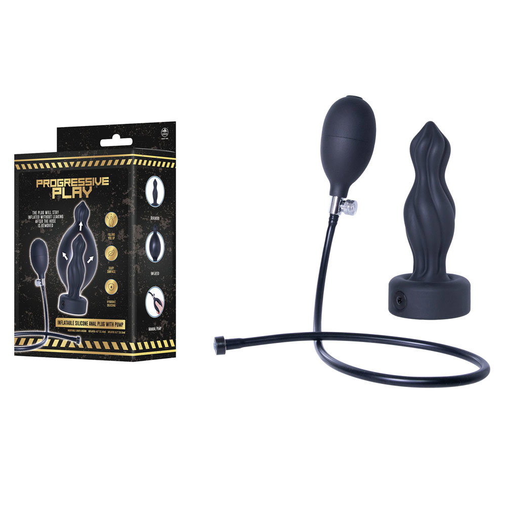 Progressive Play Inflatable Silicone Anal Plug with Pump — image 1