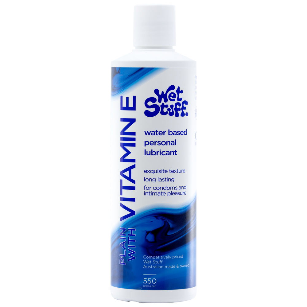 Wet Stuff Plain with Vitamin E 550g disk top water-based lubricant bottle