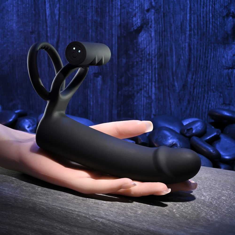 Gender X Full Swing vibrating cock ring with insertable curved vibrator, textured bullet and remote control