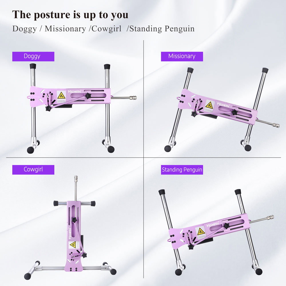Pink Hismith Premium 3.0 sex machine with adjustable frame, remote controller and silicone attachment