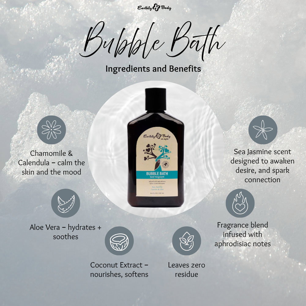 Bottle of Earthly Body Aphrodisiac Bubble Bath in Sea Jasmine scent, 250 ml