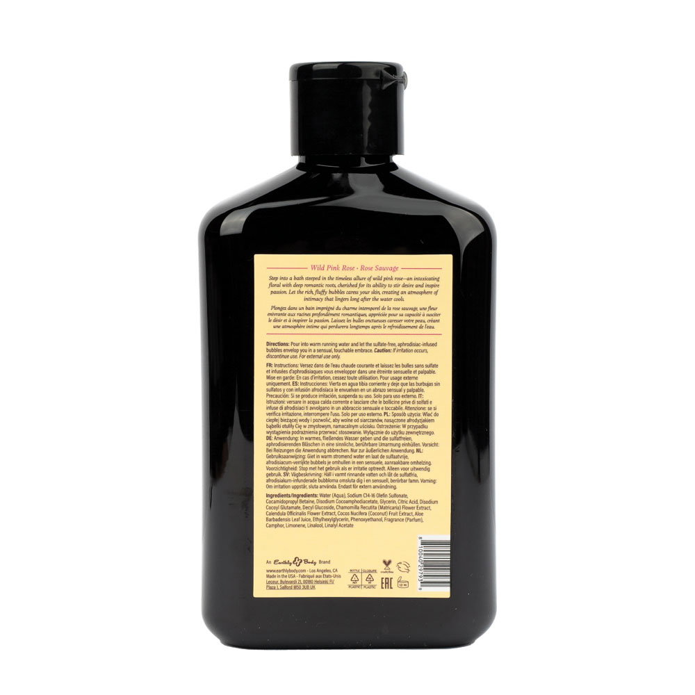 Earthly Body Aphrodisiac Bubble Bath in Wild Pink Rose scent, 250 ml bottle