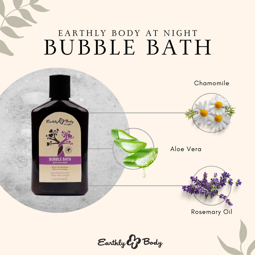 Earthly Body Aphrodisiac Bubble Bath in Ylang Lavender scent, 250 ml bottle