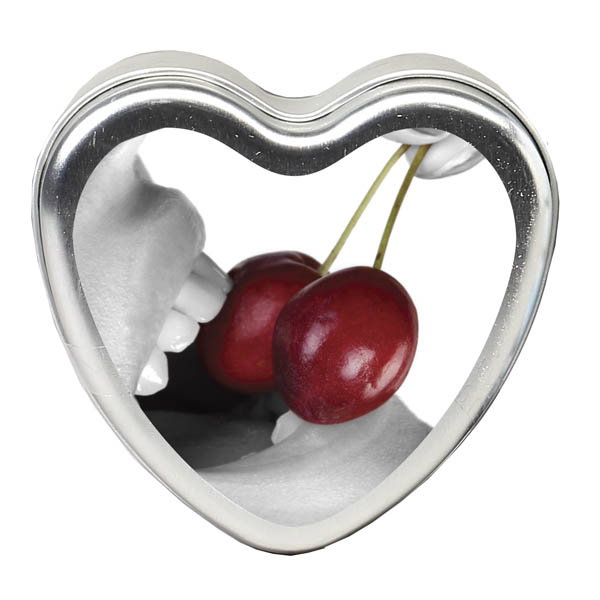 Earthly Body Edible Heart Massage Candle in Cherry, 113g tin