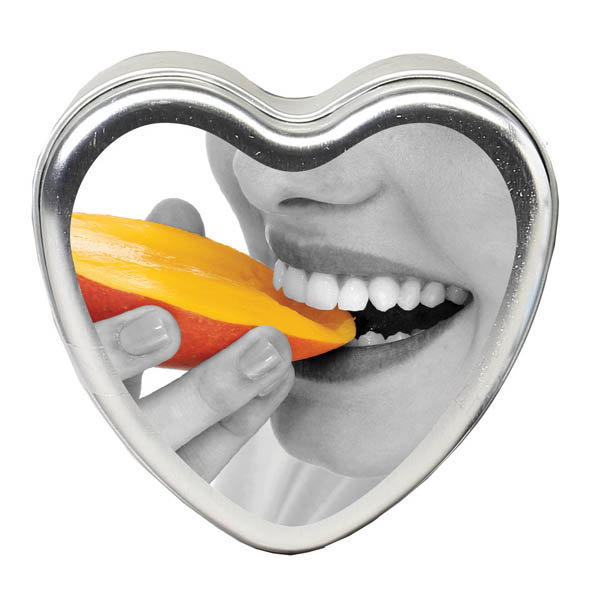 Earthly Body Edible Heart Massage Candle in Mango scent, 113g tin