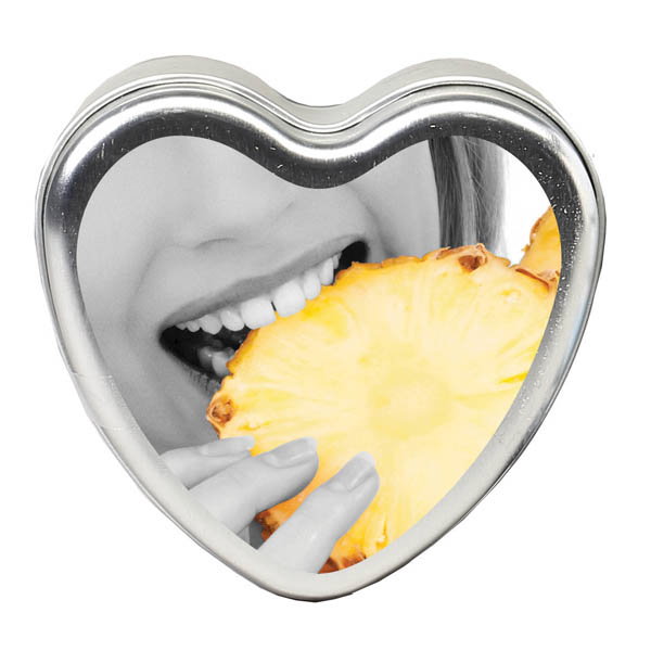 Earthly Body edible heart massage candle in pineapple scent, 113g tin