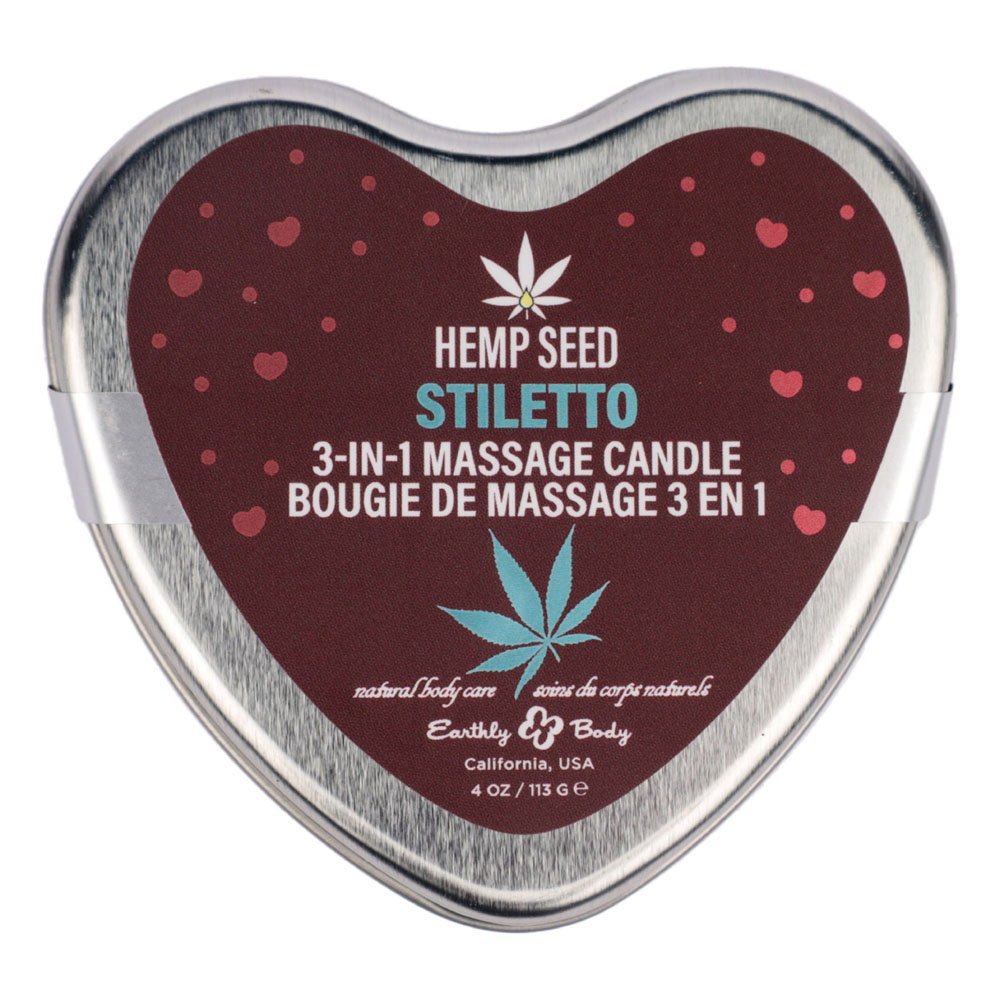 Earthly Body Hemp Seed 3 in 1 Massage Heart Candle in Stiletto scent