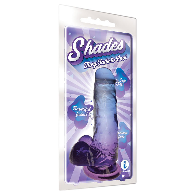 Violet 7-inch jelly-style TPR dong from the Shades range by Icon Brands