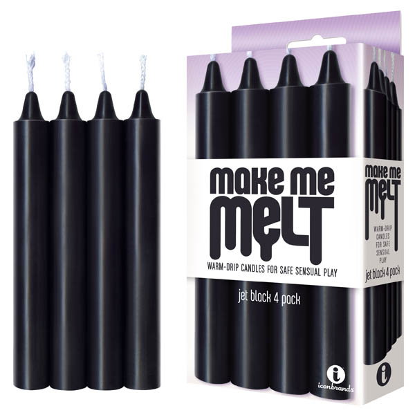 The 9's Make Me Melt Drip Candles, black wax-play candles, 4-pack