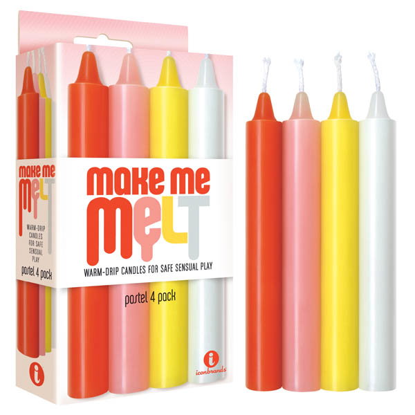 The 9's Make Me Melt drip candles, pastel 4-pack, for wax play