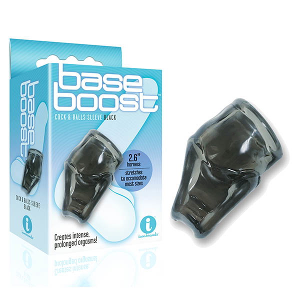 The 9's Base Boost black TPE cock and ball ring