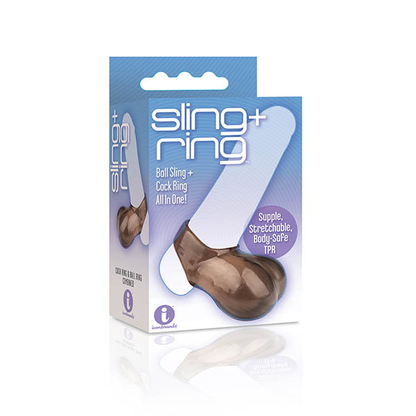 The 9's Sling and Ring set by Icon Brands - two TPR cock rings, one with ball sling design